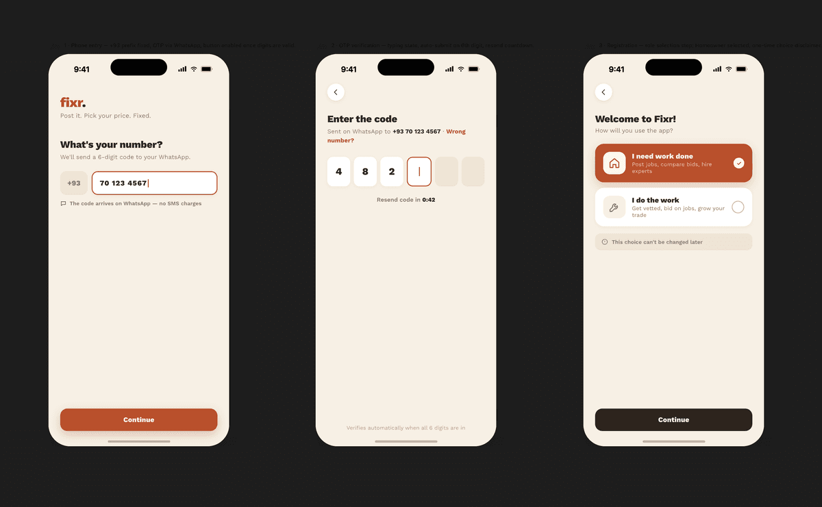 Screenshot of the Fixr mobile app